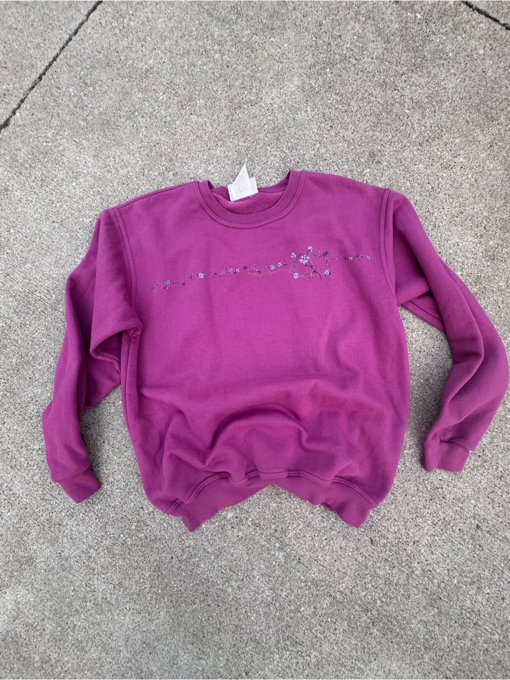 90’s Northern Reflections Crewneck Sweater in Plum with Floral Print